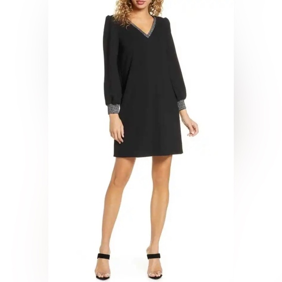 Sam Edelman Dresses & Skirts - Sam Edelman Black & Metallic Trim Shift Dress - Size 2